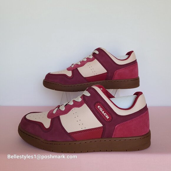COACH Low Top Leather and Suede Sneakers C201- Pink color- Women’s US Size 8.5B⭐ - Picture 12 of 16